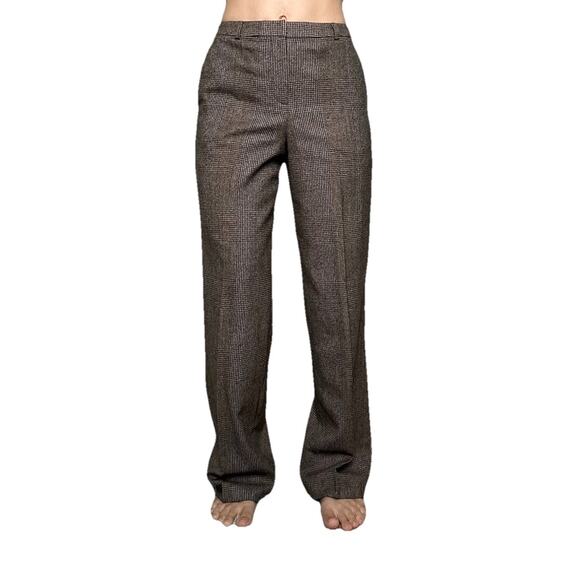 Vintage Talbots Brown Tan Houndstooth Wool Women Trouser Pants Size 2P - Picture 1 of 9